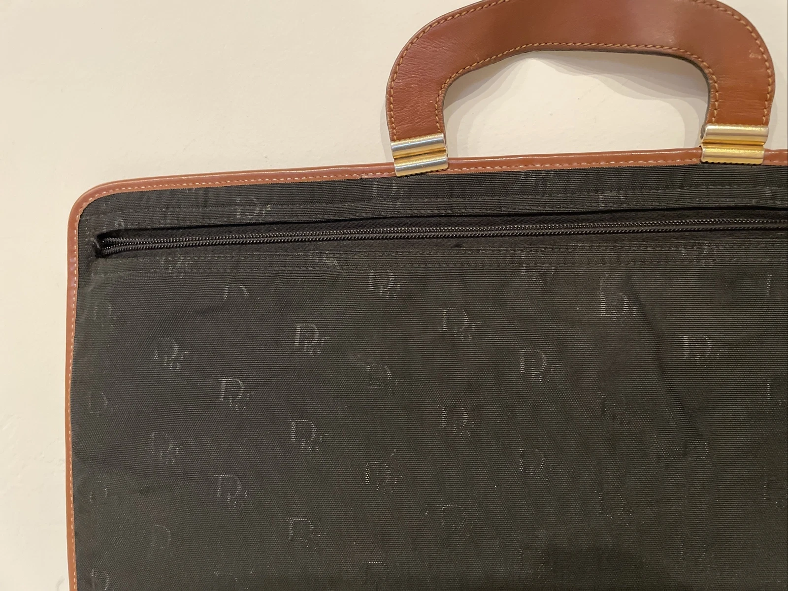 Christian Dior Trotter Vintage Leather Bag Boston Duffle Briefcase Monogram 70s