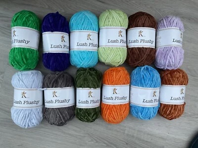 Knitco Lush Plushy Chenille knitting, crochet Yarn. 100g balls.