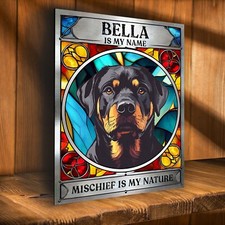 Personalised Rottweiler Sign Metal Dog Mischief Custom New Pet Puppy Plaque DG40