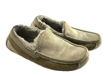 UGG Australia Mens Sz 8 Ascot Suede Sheepskin Lined Slippers Shoes Two Tone Gray