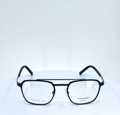 MOREL OGA 10180O NG07 Black Gunmetal Aviator Full Rim Eyeglasses 52-21-145 B:42