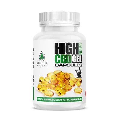 CBD OIL OUTLET CBD Oil Gel capsules, High strength, 25mg OR 50mg CBD each - Anxiety, Mobility