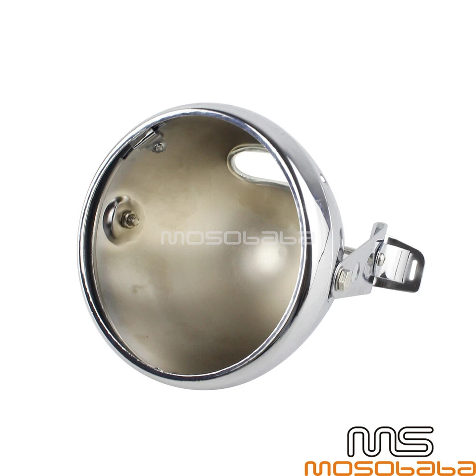 Chrome 7" Round Headlight Bucket Fork Bracket Mounting Housing For Harley Honda — 第 2/4 张图片