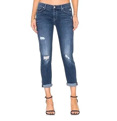 7 For All Mankind Josefina Skinny Boyfriend Jeans 24 Destroyed Distressed |  eBay