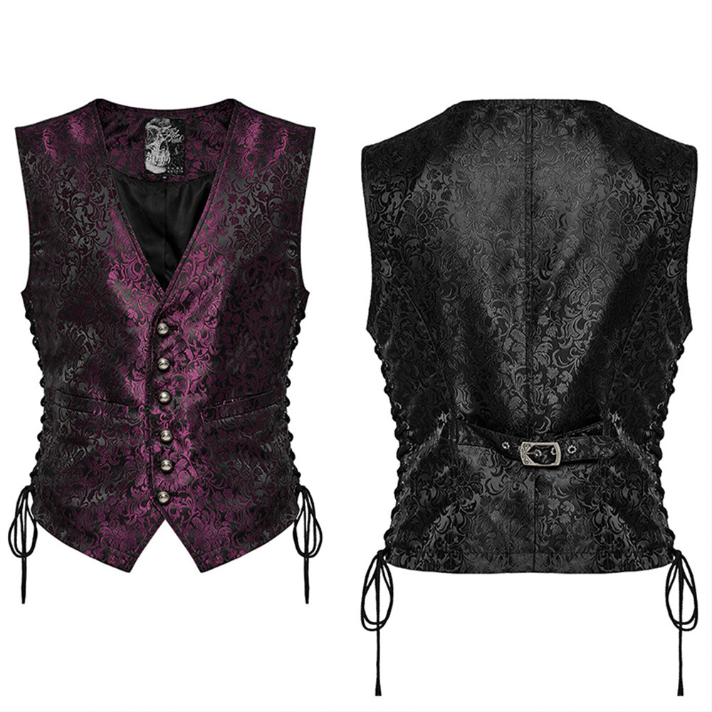 PUNK RAVE Men Purple Steampunk Gothic Vampire Visual Jacquard