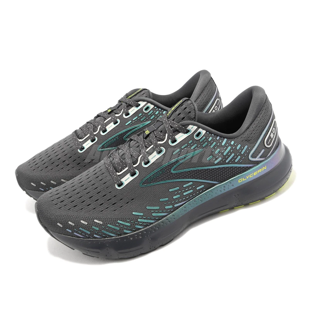 Brooks Glycerin 20 Black Nine Iron Grey Lime Men Running Sports 1103821D 024