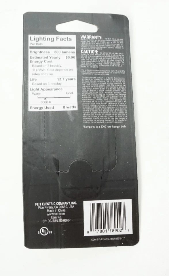 Feit Electric 100-Watt Equivalent R7s 78MM R7 Base LED Light Bulb, Bright White - Image 2 of 2