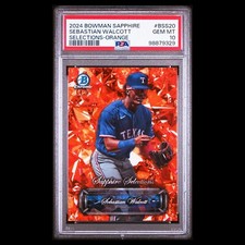 2024 Bowman Sapphire Selections SEBASTIAN WALCOTT Orange Refractor SP /25 PSA 10
