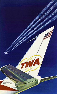 TWA航空ビンテージ オリジナルポスター 60年代 1960 TWA - Star Stream Jet - Promotional Advertising Poster | eBay