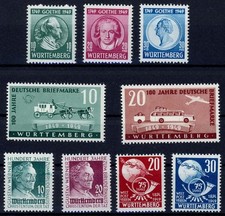 F. Zone W&uuml;rttemberg Nr. 44-52 postfrisch 4 komplette Ausgaben aus 1949 207