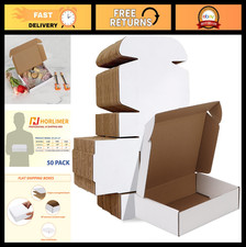 50 Pack White Corrugated Shipping Boxes 9x6x2 Inches - Durable Literature Mailer