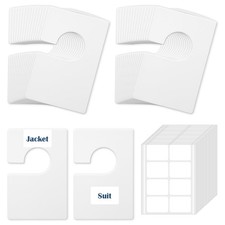 36 Pack White Clothing Rack Size Dividers with 50 Large Blank Labels, Rectang...