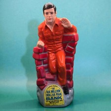 Vintage 1976 Steve Austin Six Million Dollar Man Vinyl Coin Bank 9.75" w/Stopper