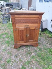 Antique  Siegelcooper Oak Ice Box With Original  Hardware