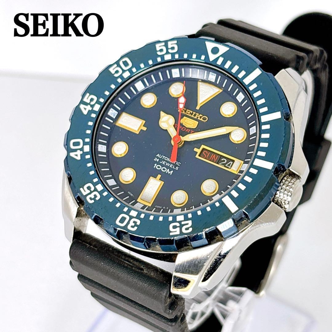 Navy Seiko5 Strap Edition Dive 44mm 4R36 Automatic Sports SEIKO Watch Black - VintageWatches.PK Navy Seiko5 Strap Edition Dive 44mm 4R36 Automatic Sports SEIKO Watch Black - vintagewatches.pk