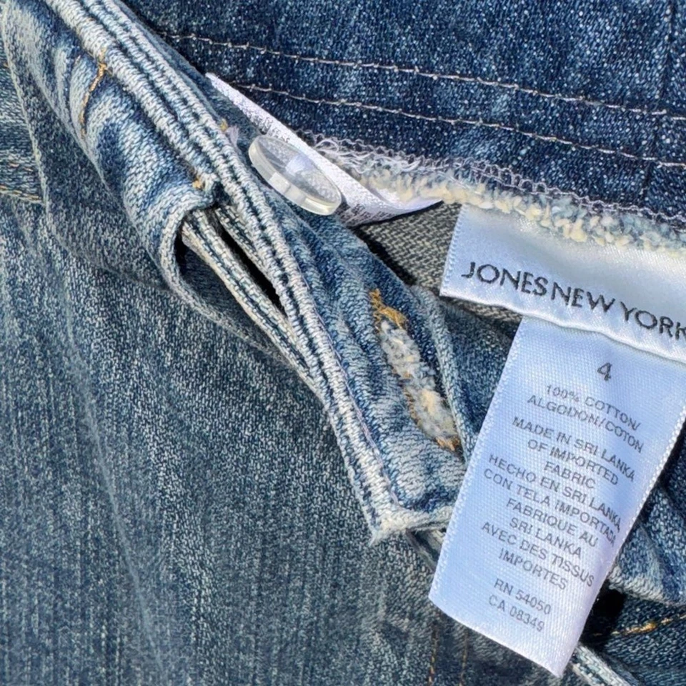 Винтажные средние вареные укороченные джинсы Jones New York с поясом на талии размер 4 - Изображение 3 из 4