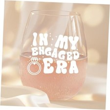 LITTLEBIGGER Engagement Gifts for Couple   Bride Wine Glass   Elegant White