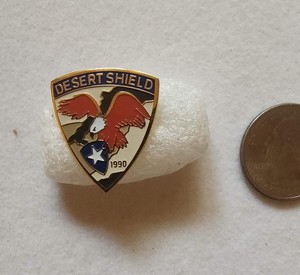 VINTAGE PINBACK DESERT SHIELD 1990