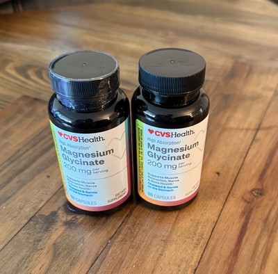 2x CVS - Magnesium Glycinate 200mg 60 Softgels Exp 02/2027 Lot Of 2 FAST SHIP!