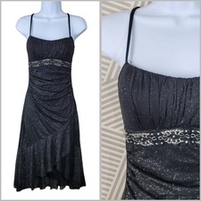Vintage 90s Prom Dress Size Small Evening Layered Ruffle Glitter party event Alt