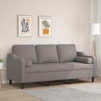 3-Sitzer-Sofa Mit Zierkissen Taupe 180 Cm Stoff