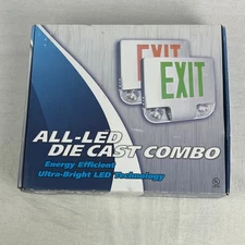 Red Emergency Exit Sign All-LED Die-Cast Combo Energy Efficient Ultra Bright New