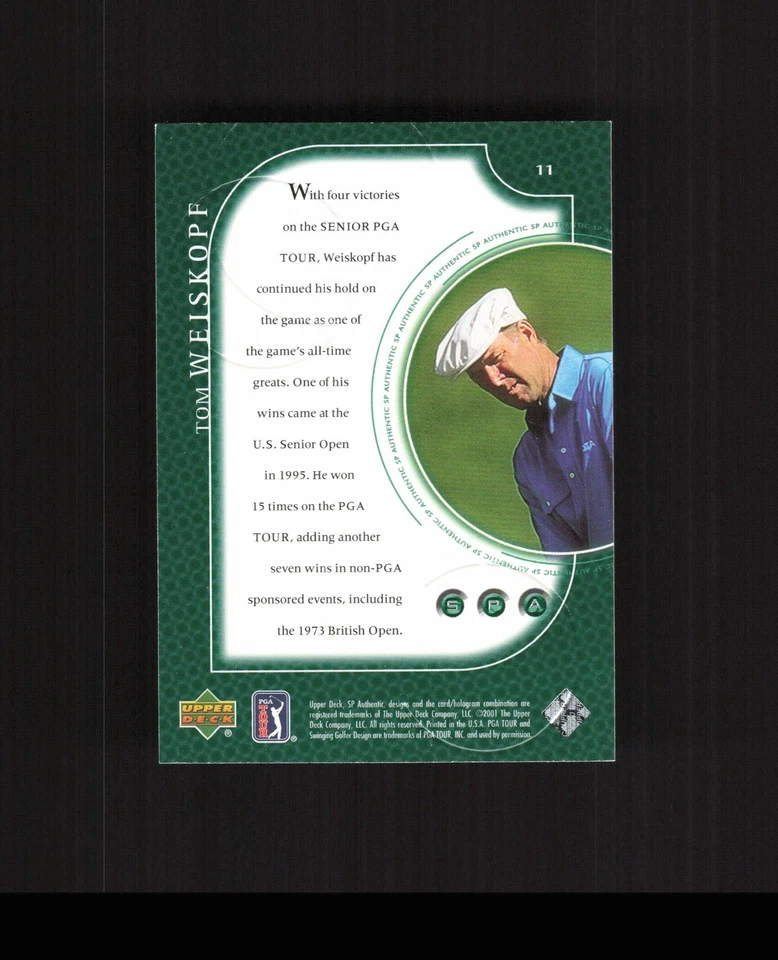 2001 Upper Deck SP Authentic #11 Tom Weiskopf PGA Golf Card - Image 2 of 2