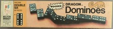 Vintage Halsam Double Six Dragon Dominoes 28 Pieces Wooden White Dot 1970 #4130
