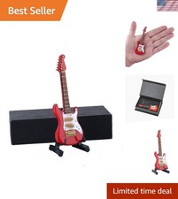 Handcrafted Miniature Electric Guitar with Stand  Case - Red Wooden Replica