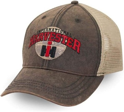 IH Men's Khaki/Tank Wax Cloth Nylon Mesh back Logo 6-Panel Cap