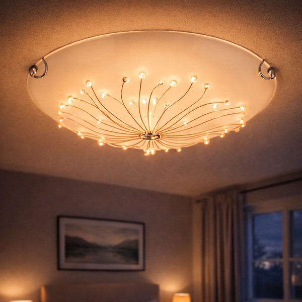 Wohnzimmerlampe Wohnzimmerleuchte Deckenlampe Deckenleuchte Glaskristalle Led-image