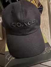 Coach Mens Black Solid Baseball Cap Hat with ...