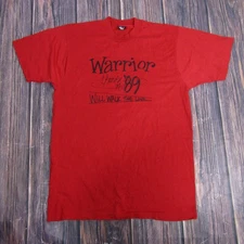 Vintage Warrior Class Of 89 Shirt Mens Large Red Screen Stars Best USA 80s
