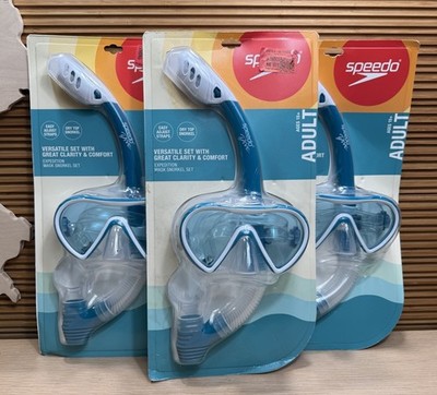 Lot of 3x Speedo Adult Expedition Dry Top Dive Mask and Snorkel Set -NEW, SEALED