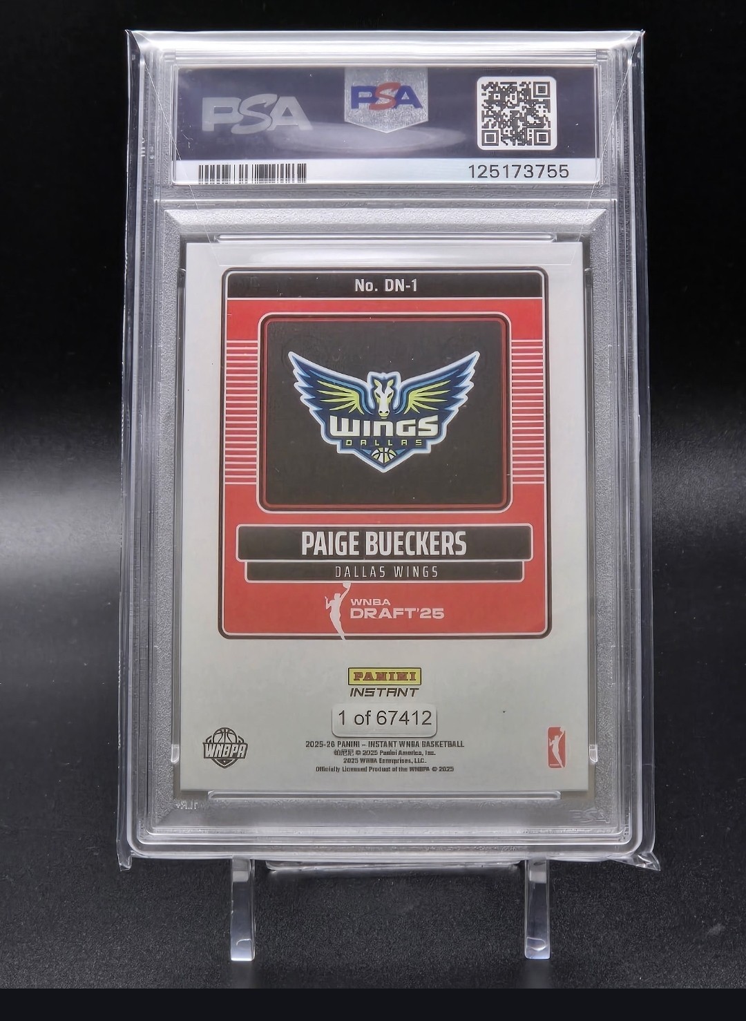 2025 PANINI INSTANT WNBA DRAFT NIGHT #DN1 PAIGE BUECKERS ROOKIE RC PSA 10 view 2