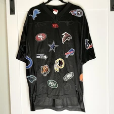 Rare Vintage Jeff Hamilton X Reebok NFL Jersey Size Large Black Team Logos