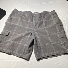 Columbia Omni-Shade Plaid Cargo Shorts Gray Men's Sun Protectant Button