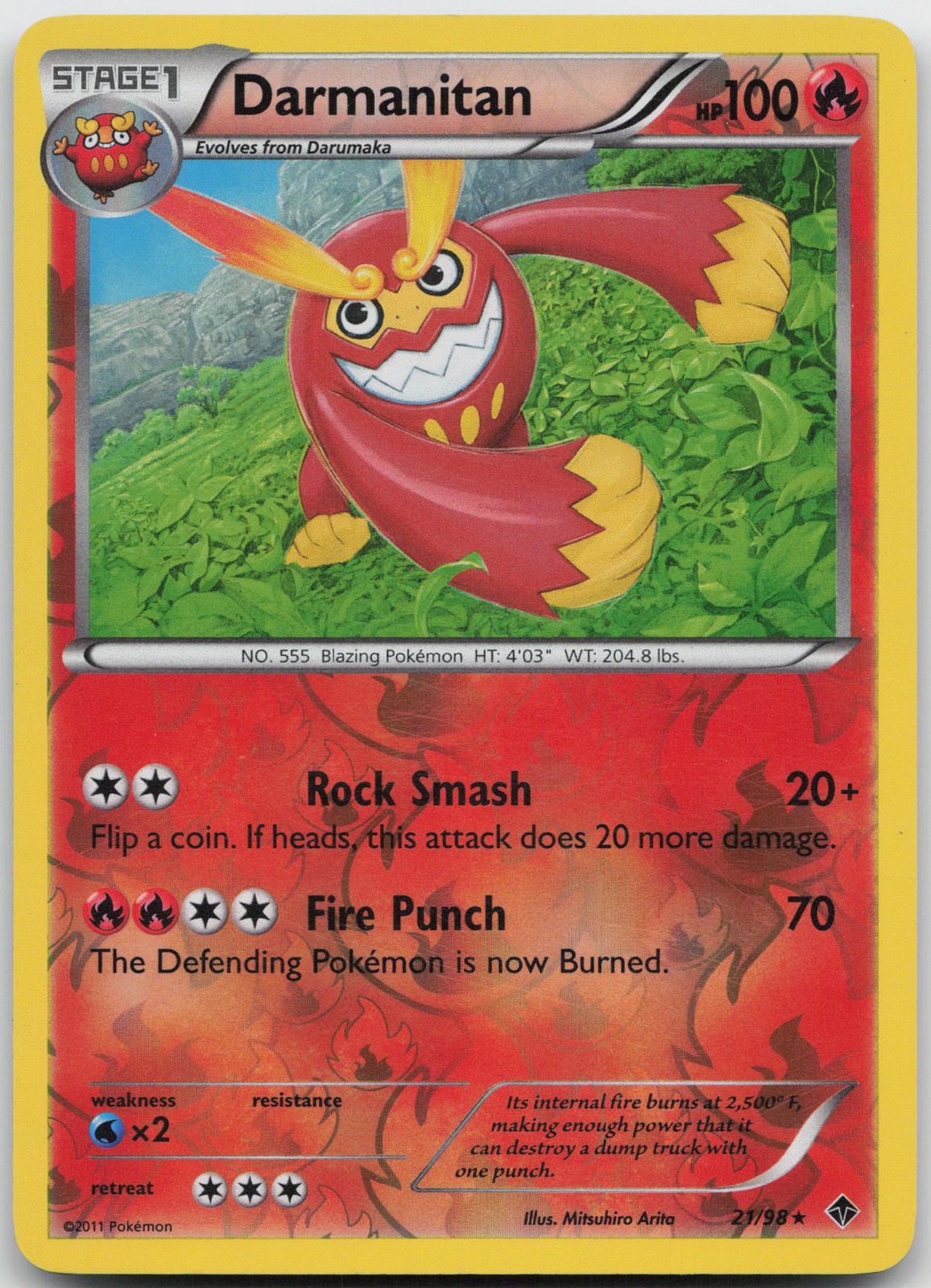 Darmanitan Reverse Holo Rare Emerging Powers 21/98 LP