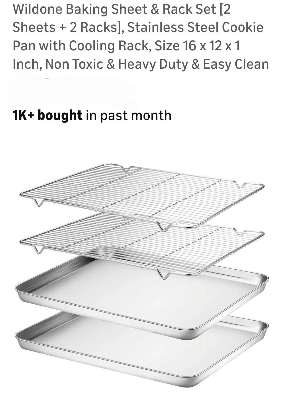 Baking Sheet & Rack Set [2 Sheets + 2 Racks], Stainless Steel Cookie Pan with...
Opens in a new wind