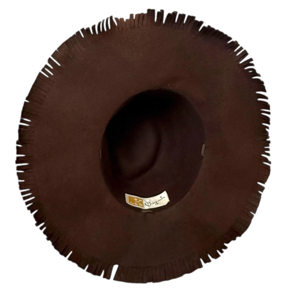 Vintage Western Hat Mr K Originals Brown Fringe Wool Felt Medium - Image 4 of 4