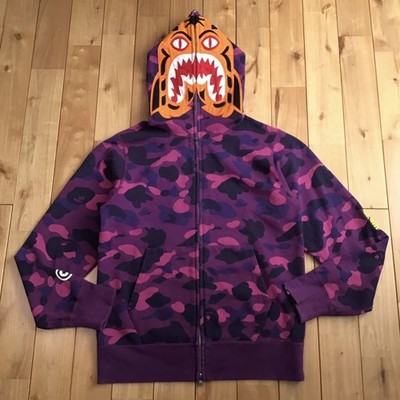Purple Camo Tiger Hoodie M Size Full Zip A Bathing Ape Bape No.aj927