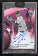 2025 Topps Chrome Black Armando Alvarez #CBA-AAL Red Refractor Rookie Auto 1/5