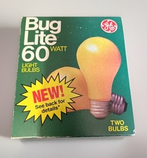 GE Yellow Bug Lite 60W Bulbs NOS Made in USA (2 Pack)