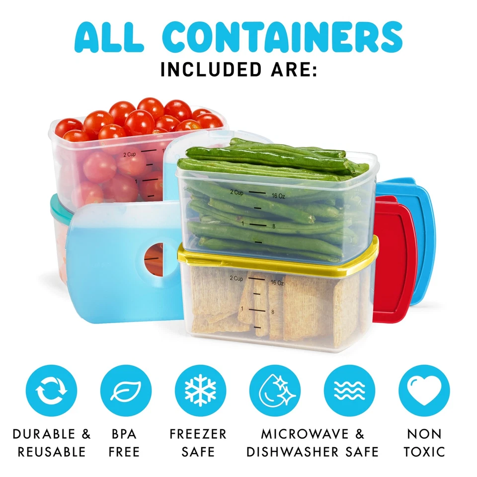 Recipientes de armazenamento de alimentos Fit Fresh 2 xícaras com tampas e pacotes de gelo para almoços - Imagem 4 de 4