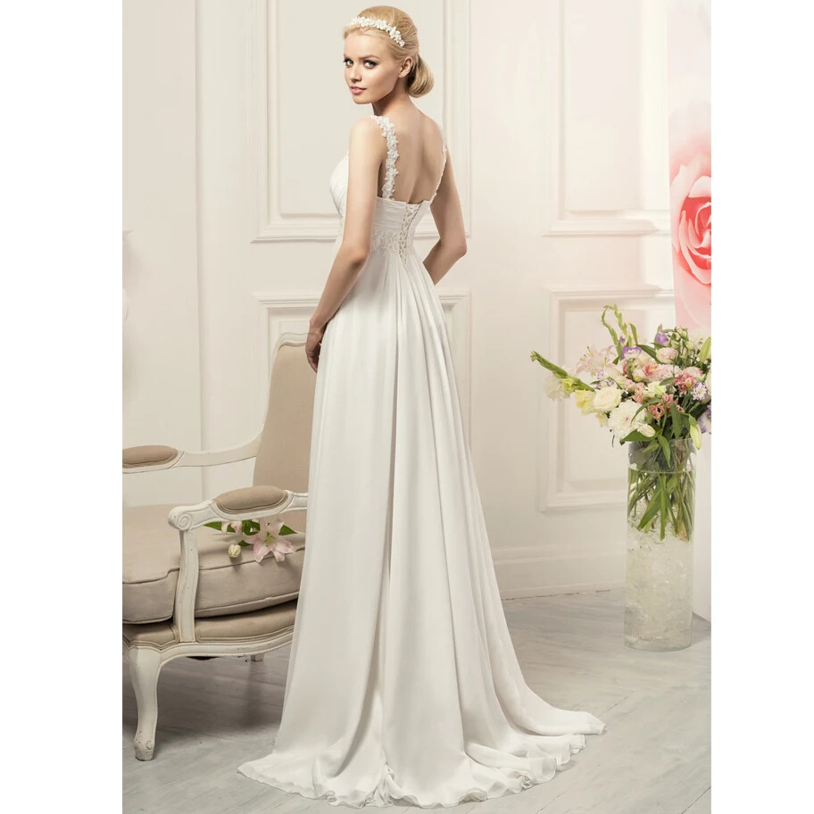 Simple Spaghetti Strap Chiffon Wedding Dress Elegant Simple Spaghetti Strap Chiffon Wedding Dress Elegant