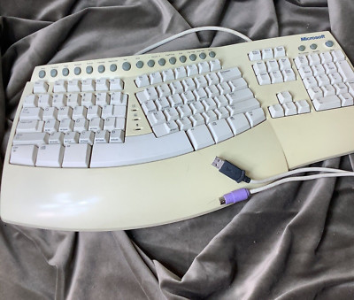 Keyboard Microsoft Natural Pro Ergonomic R19401 USB & PS/2 Vintage Nice Clicky