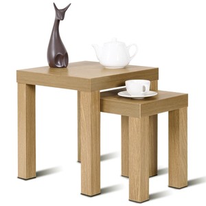 Details About 2pcs Set Nesting Wood Coffee End Table Chair Living Room Furniture Set Modern Us