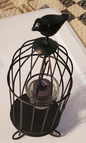 Bird Cage Metal Tea Candle Holder.13"H X 4.5"W freestanding - Picture 4 of 8