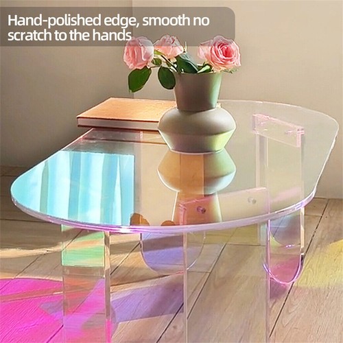 Oval High-end Crystal Acrylic Coffee Table with Dazzling Laser Spectrum Effects - Picture 13 of 15