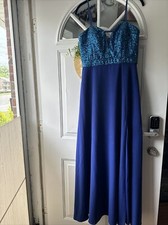 Gorgeous Aidan Mattox Strapless Evening Gown Blue Size 6 . Used Once For Picture